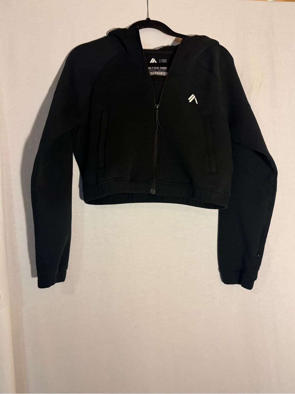 Alphalete LDB More Elements Cropped Zip Up Hoodie Jacket Black M - Picture 2 of 7